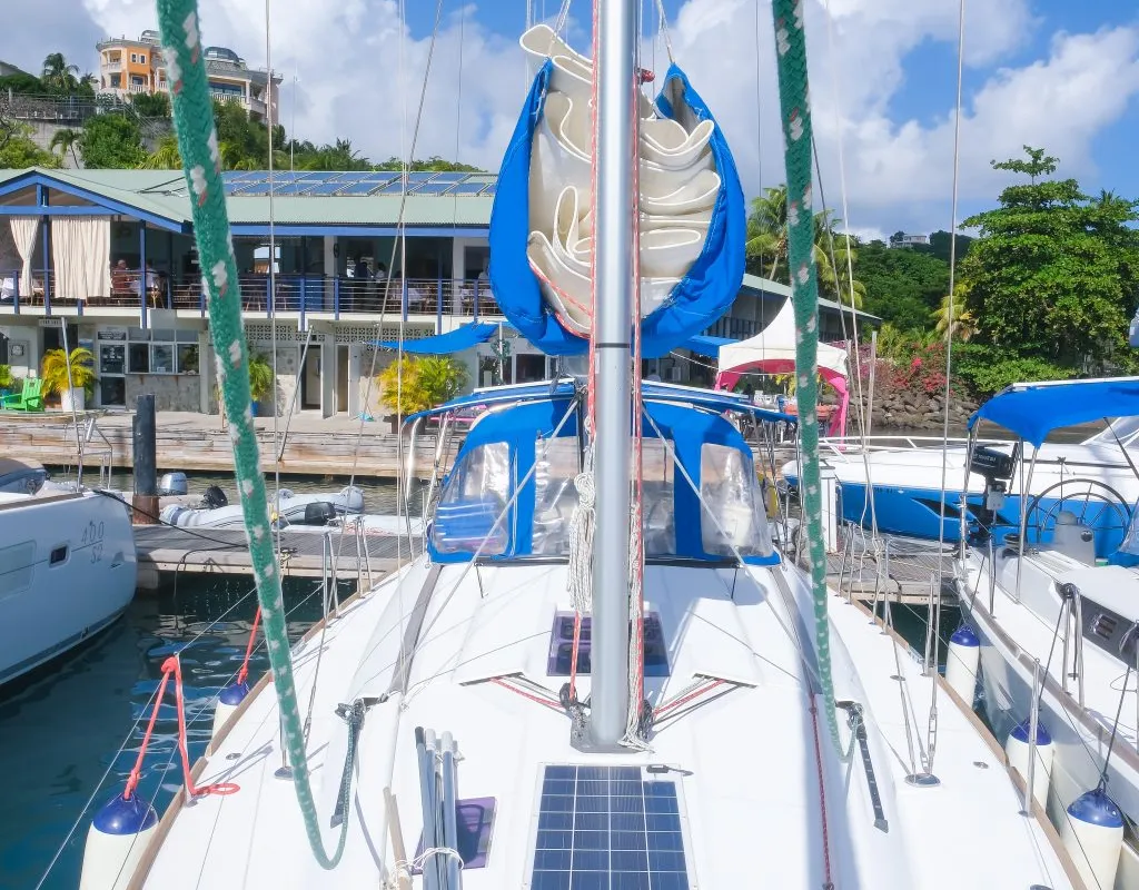 Makin Memories, a Jeanneau Sun Odyssey 419 sailboat at Ribishi, Saint Vincent and the Grenadines