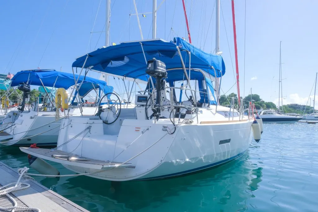 Makin Memories, a Jeanneau Sun Odyssey 419 sailboat at Ribishi, Saint Vincent and the Grenadines