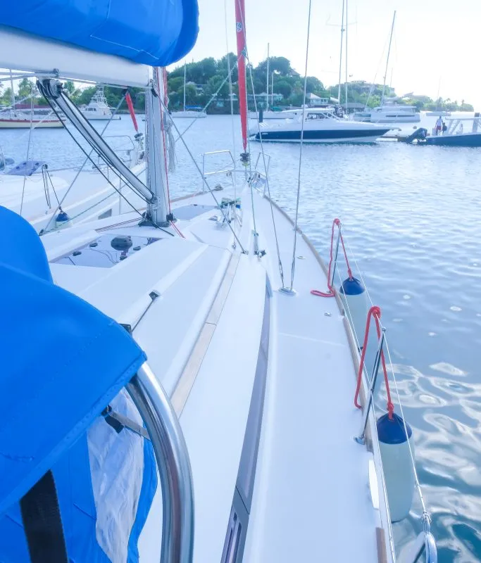 Makin Memories, a Jeanneau Sun Odyssey 419 sailboat at Ribishi, Saint Vincent and the Grenadines