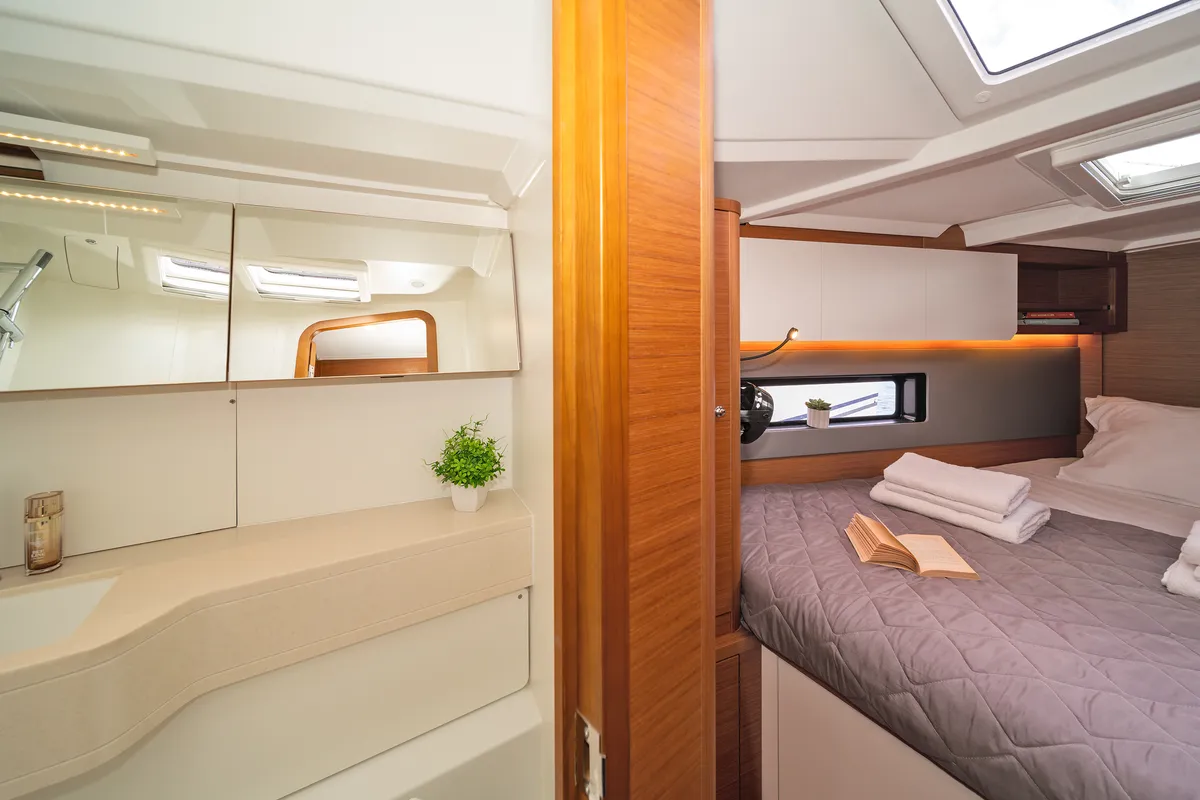 Cabin on One Heart, a Dufour 44 sailboat at Preveza, Greece