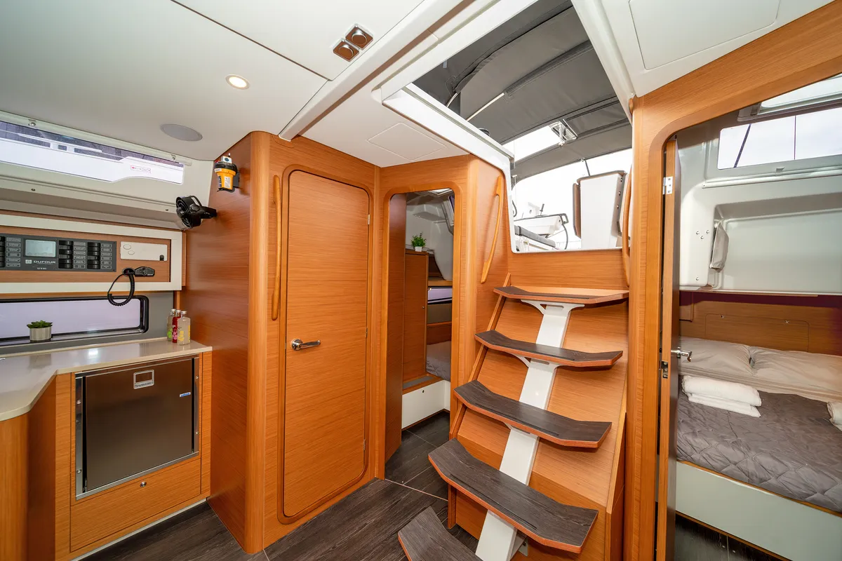 Salon of One Heart, a Dufour 44 sailboat at Preveza, Greece