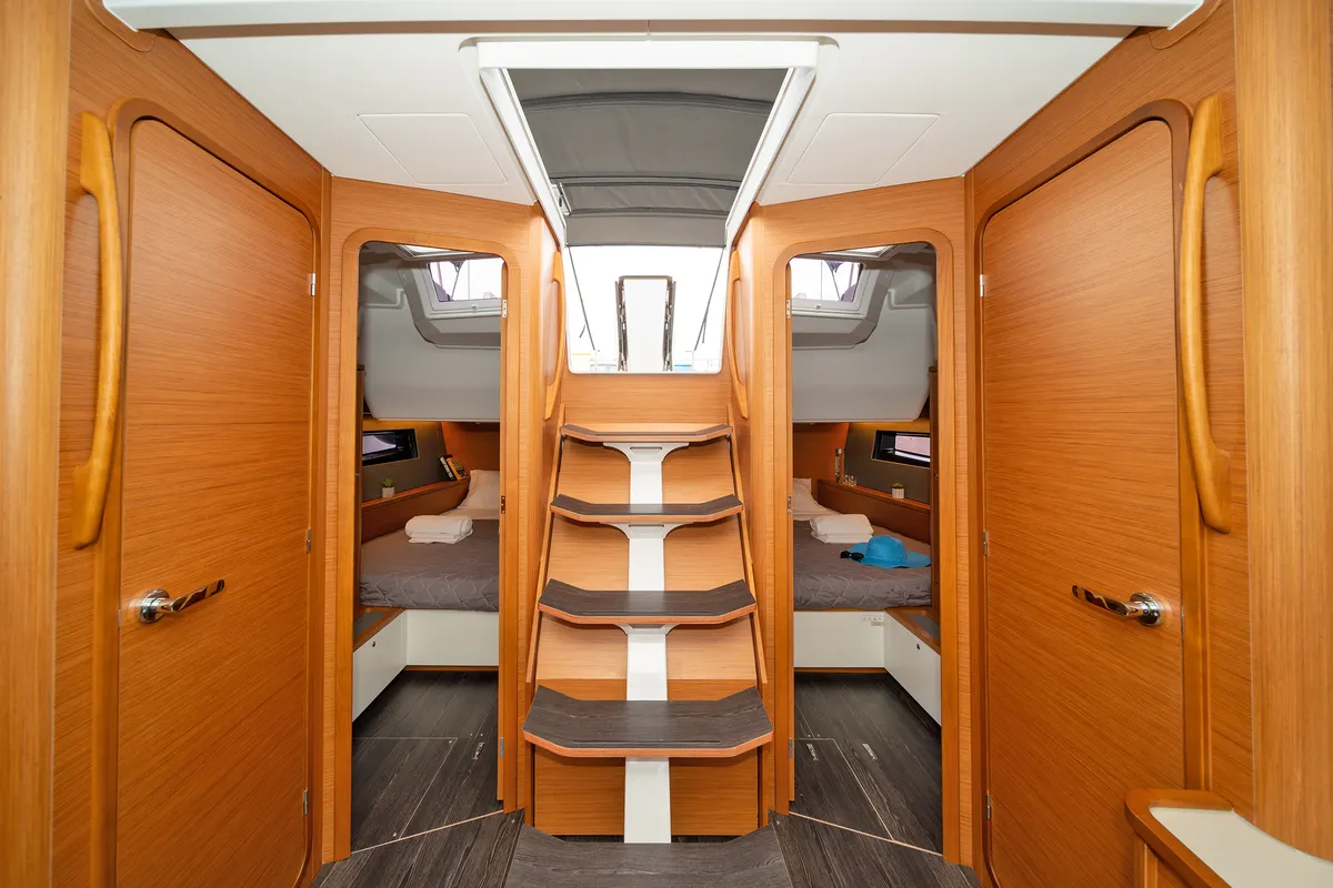 Salon of One Heart, a Dufour 44 sailboat at Preveza, Greece