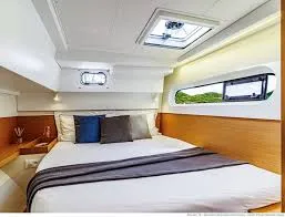 Cabin on Spearhead, a Excess 12 catamaran at Municipality of Kalamata, Greece
