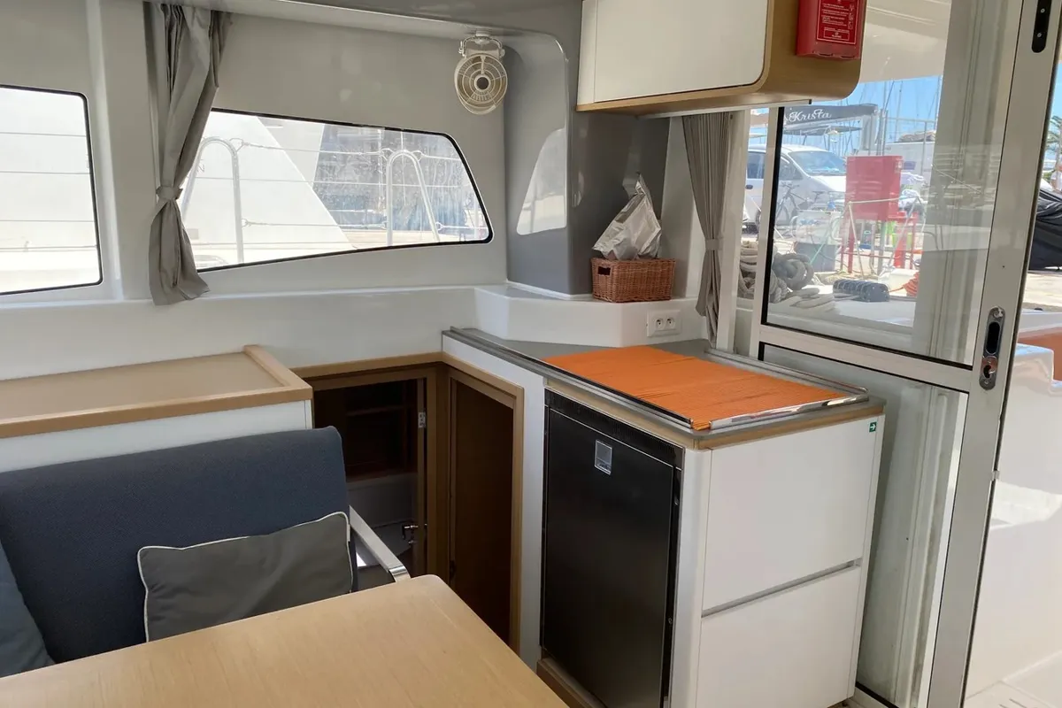 Galley of Spearhead, a Excess 12 catamaran at Municipality of Kalamata, Greece