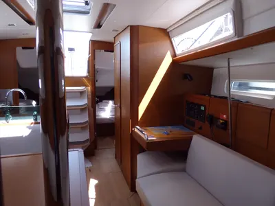 Salon of Vacskamati, a Jeanneau Sun Odyssey 389 sailboat at Kaštela, Croatia