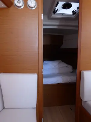 Deck of Vacskamati, a Jeanneau Sun Odyssey 389 sailboat at Kaštela, Croatia