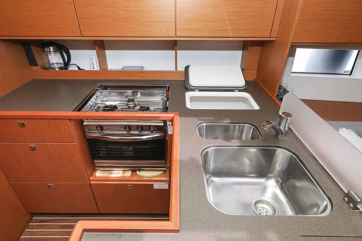 Galley of Gogi-II, a Bavaria C50 Holiday sailboat at Grad Biograd na Moru, Croatia