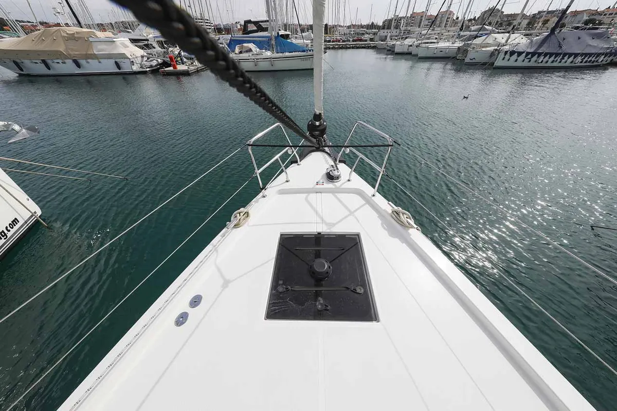 Deck of Gogi-II, a Bavaria C50 Holiday sailboat at Grad Biograd na Moru, Croatia