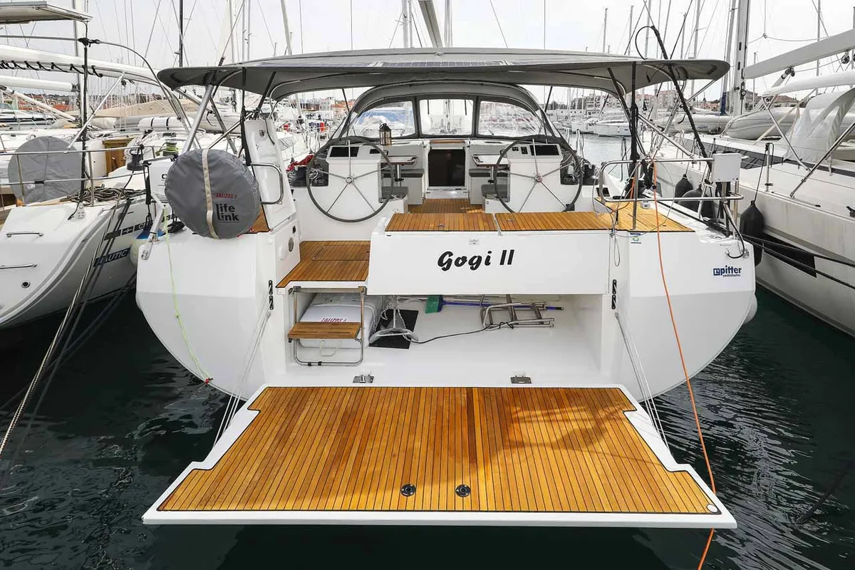 Exterior view of Gogi-II, a Bavaria C50 Holiday sailboat at Grad Biograd na Moru, Croatia