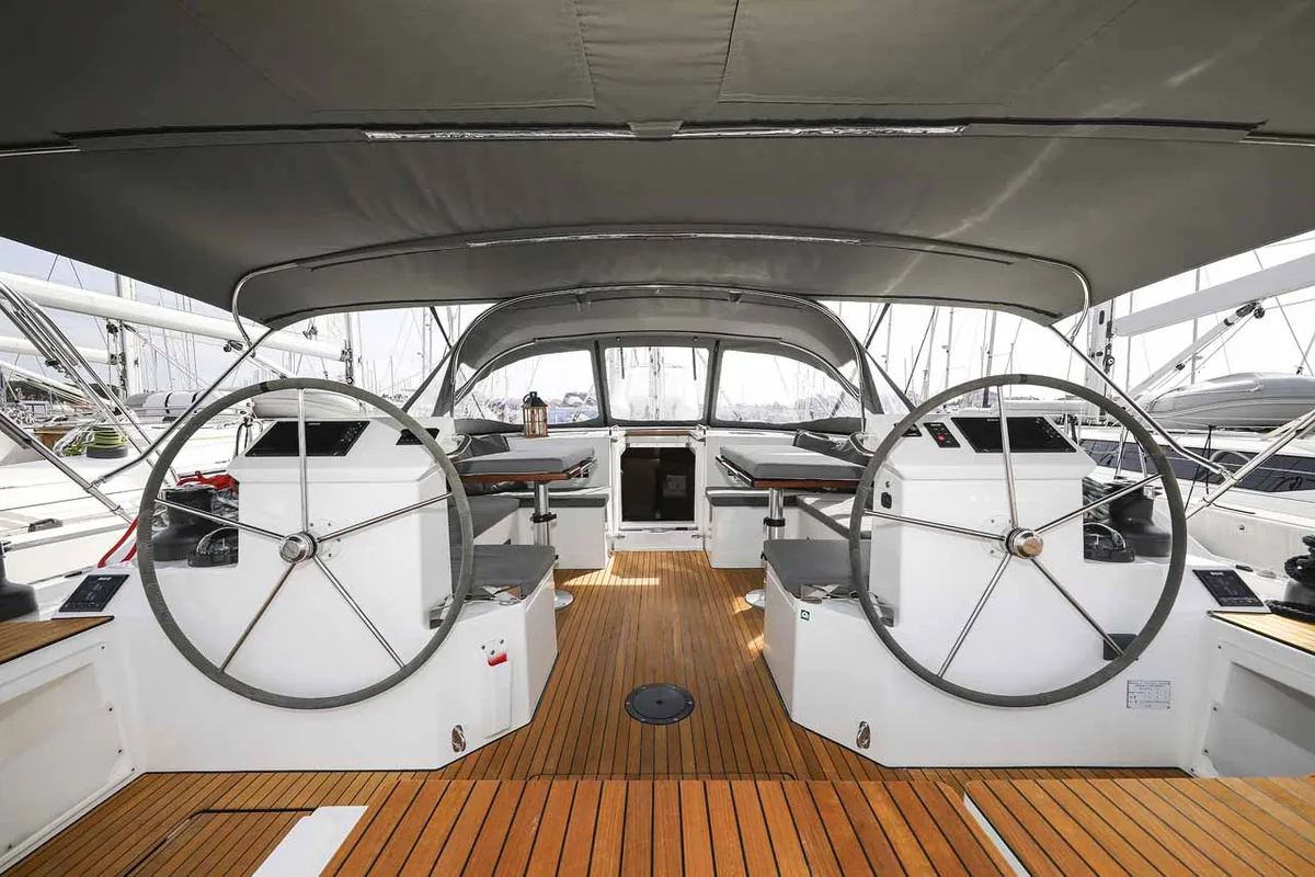 Cockpit of Gogi-II, a Bavaria C50 Holiday sailboat at Grad Biograd na Moru, Croatia