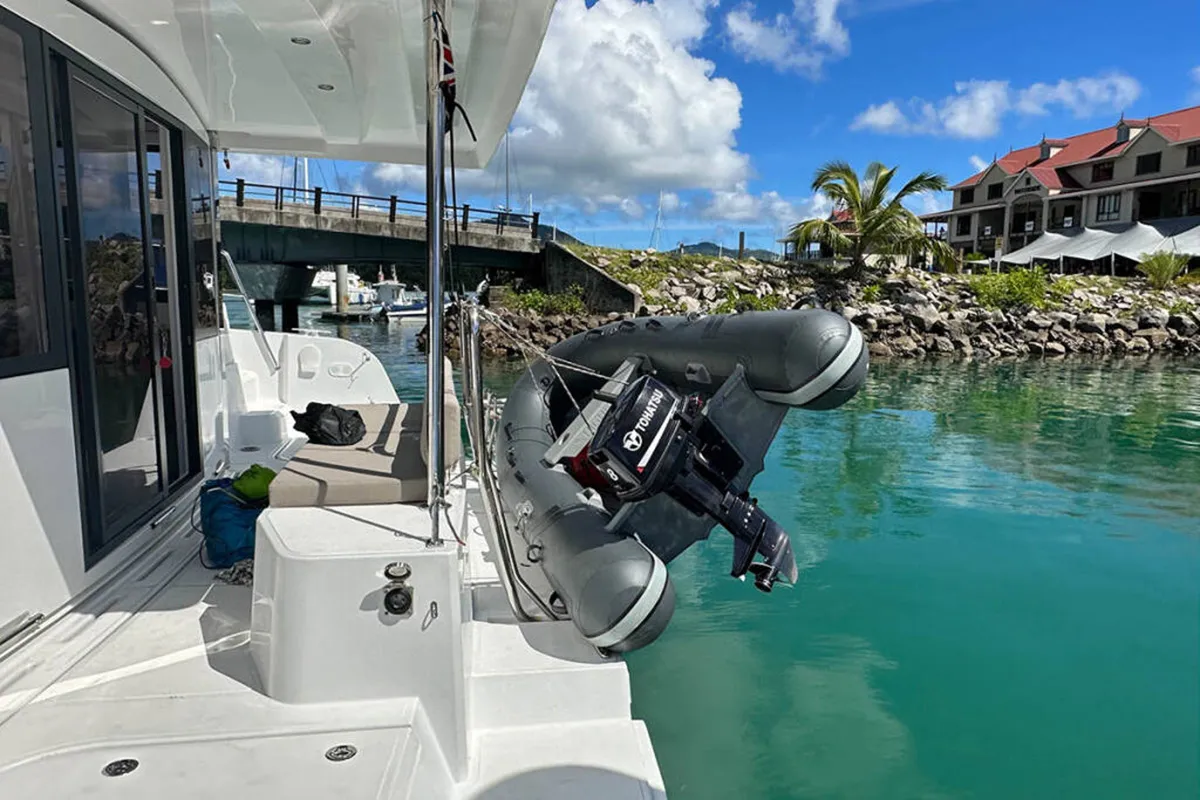 Miro Bot, a Bali Catspace catamaran at Roche Caiman, Seychelles