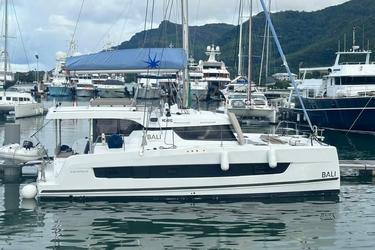 Miro Bot, a Bali Catspace catamaran at Roche Caiman, Seychelles