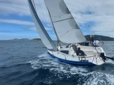 Cockpit of Comfort, a Gulet Yatlant 24 sailboat at Baiona, Spain