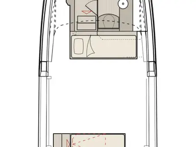 Floor plan of Olivia, a Saxdor 400 GTO motorboat at Općina Sukošan, Croatia