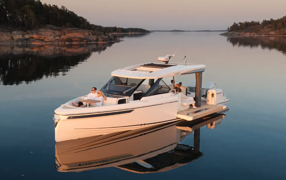 Exterior view of Olivia, a Saxdor 400 GTO motorboat at Općina Sukošan, Croatia