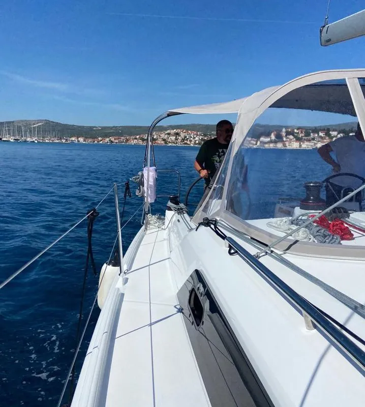 Deck of Ka Nani, a Beneteau Oceanis 34.1 sailboat at Općina Rogoznica, Croatia