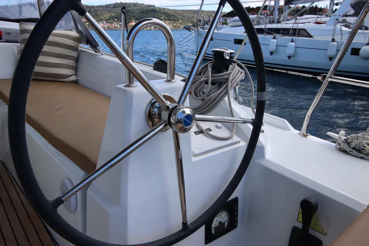 Cockpit of Ka Nani, a Beneteau Oceanis 34.1 sailboat at Općina Rogoznica, Croatia