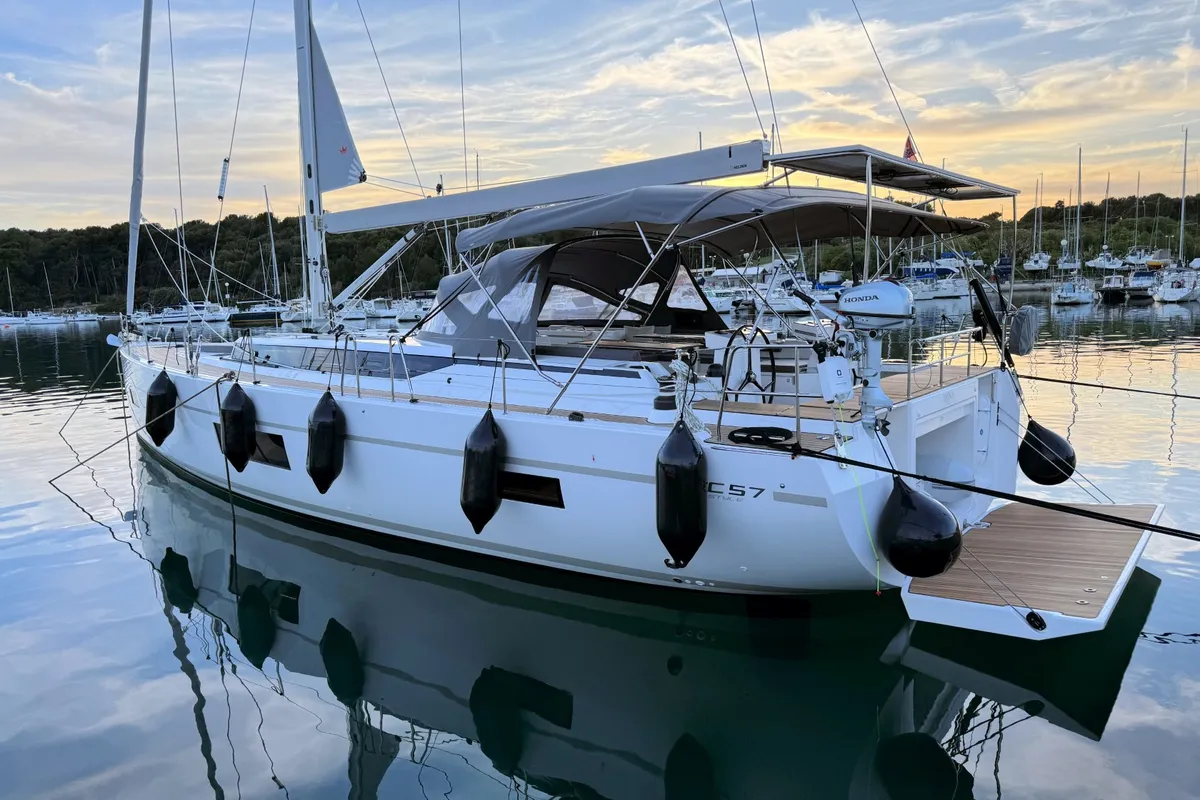 Exterior view of Mina, a Bavaria C57 Style sailboat at Pula, Croatia