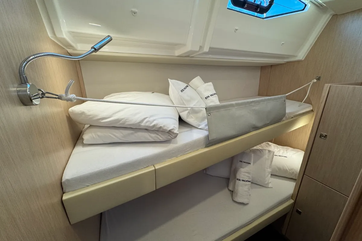 Cabin on Mina, a Bavaria C57 Style sailboat at Pula, Croatia