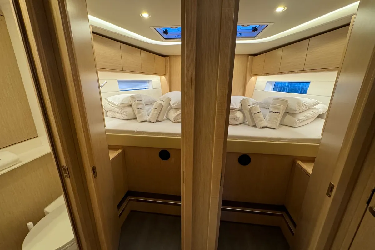 Cabin on Mina, a Bavaria C57 Style sailboat at Pula, Croatia