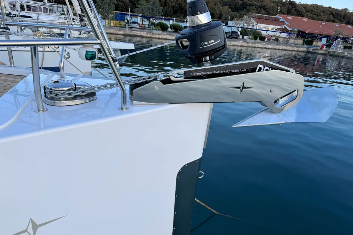 Deck of Mina, a Bavaria C57 Style sailboat at Pula, Croatia