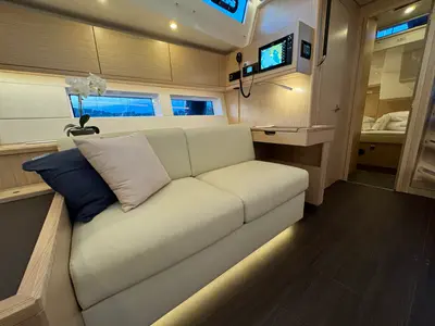 Salon of Mina, a Bavaria C57 Style sailboat at Pula, Croatia