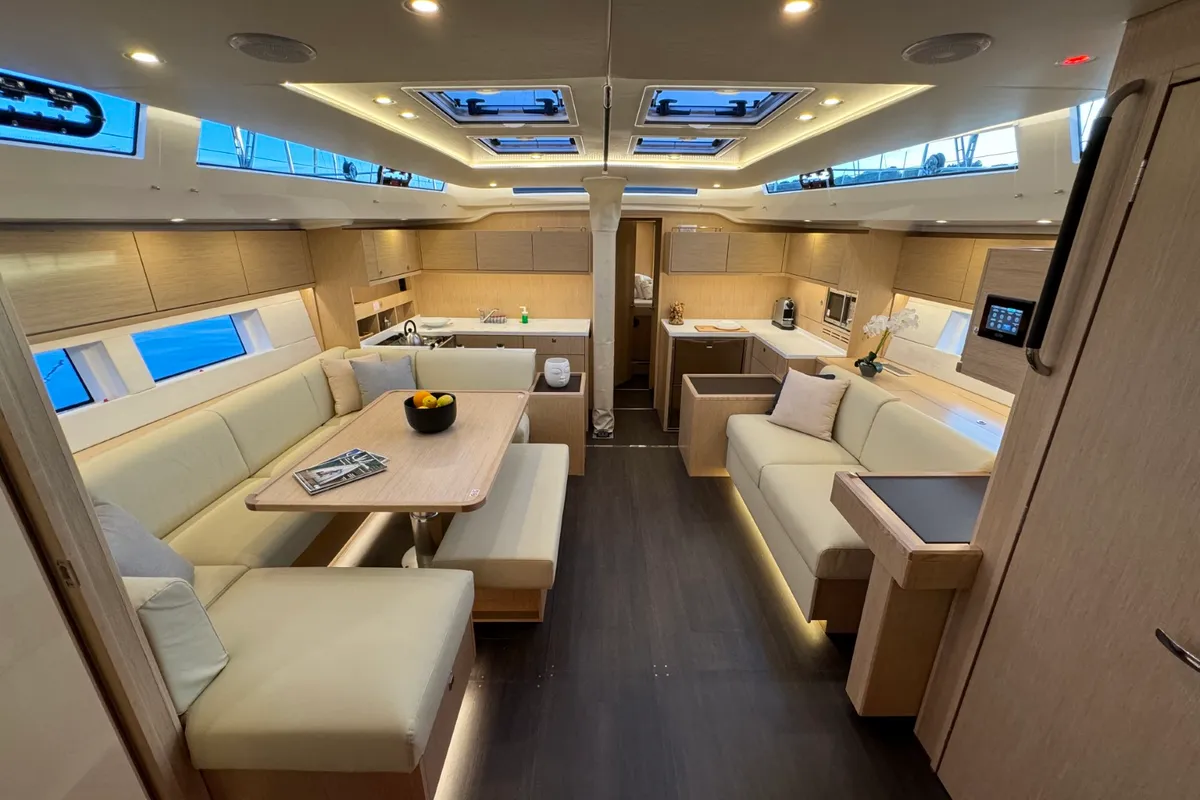 Salon of Mina, a Bavaria C57 Style sailboat at Pula, Croatia