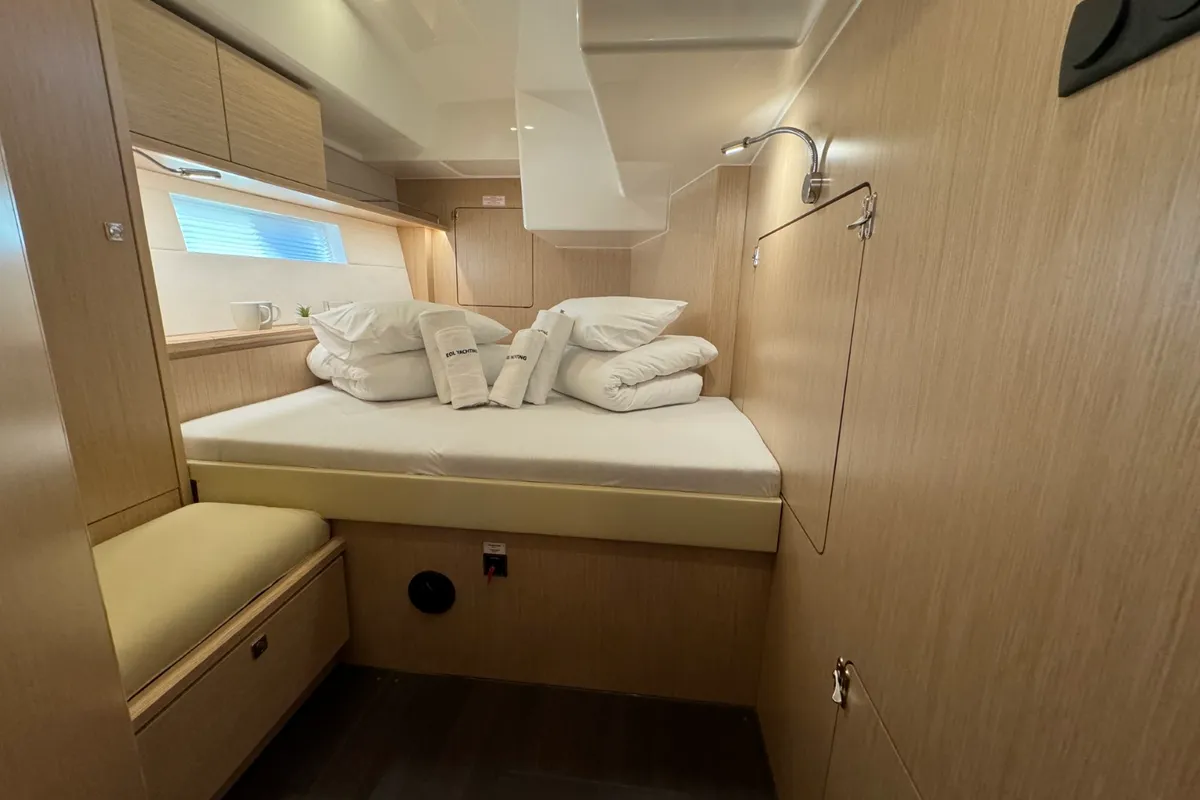 Cabin on Mina, a Bavaria C57 Style sailboat at Pula, Croatia