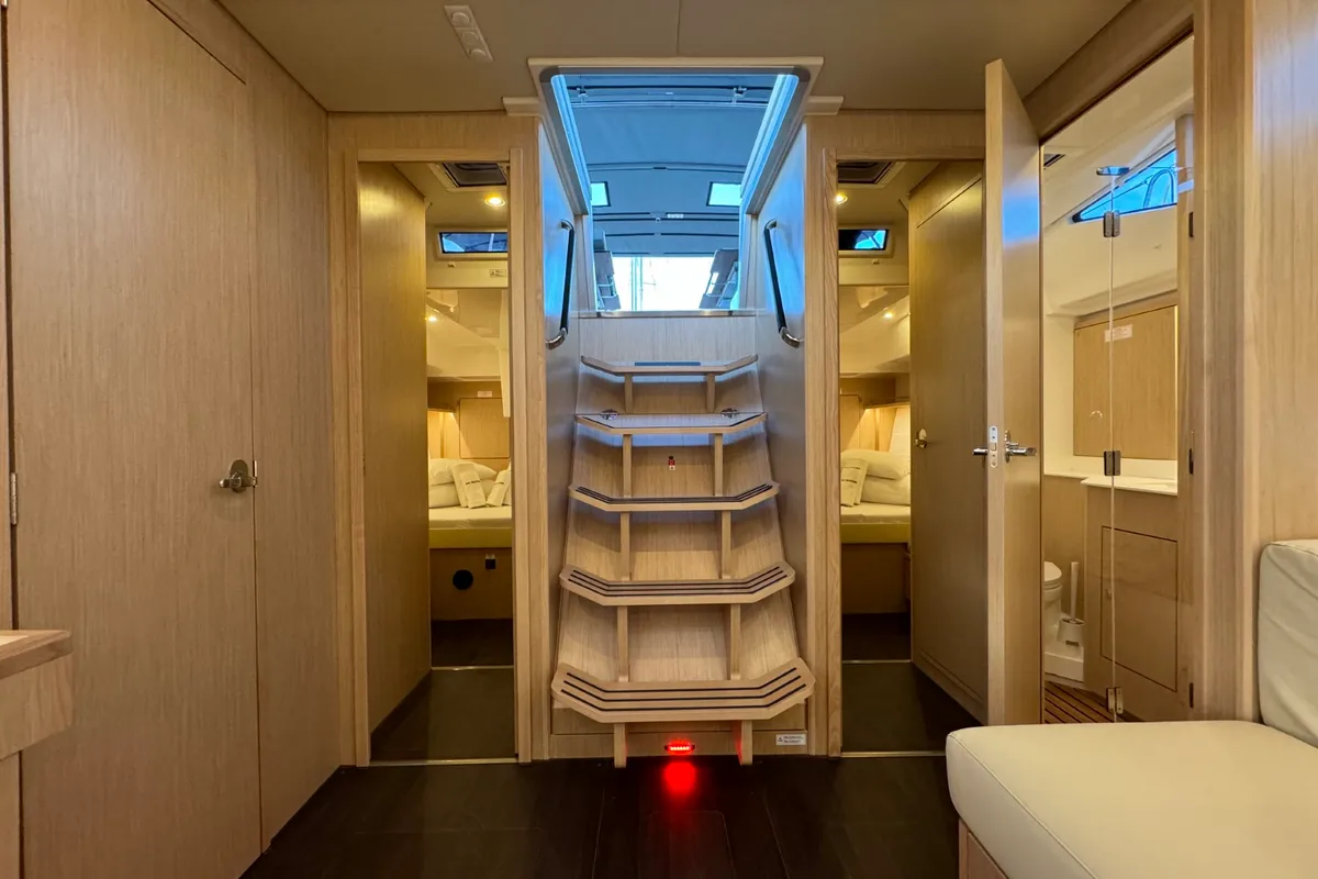 Salon of Mina, a Bavaria C57 Style sailboat at Pula, Croatia