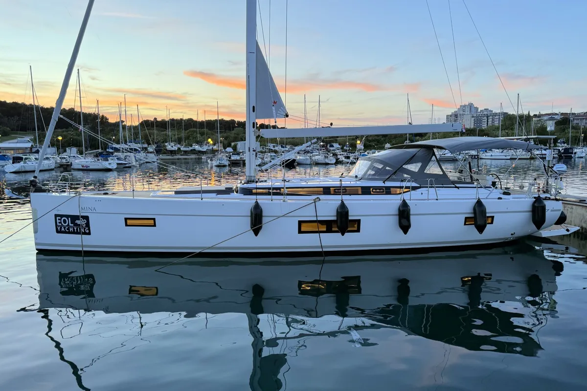 Exterior view of Mina, a Bavaria C57 Style sailboat at Pula, Croatia
