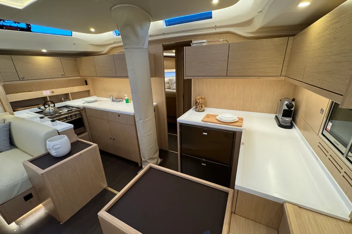 Galley of Mina, a Bavaria C57 Style sailboat at Pula, Croatia