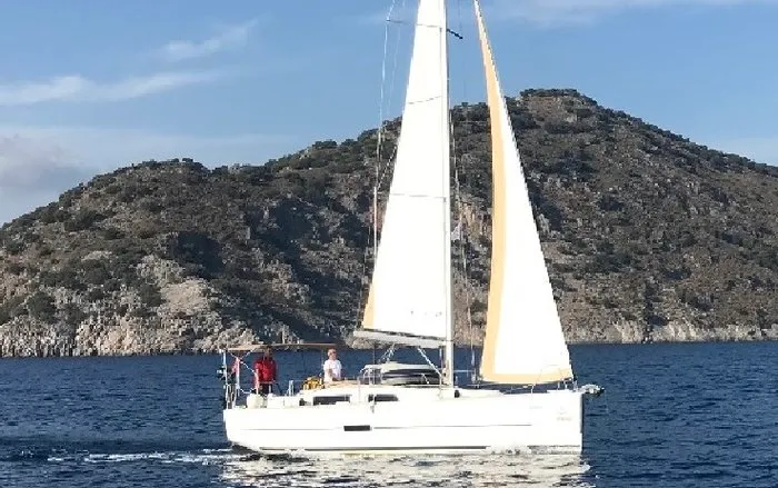 Exterior view of Friday, a Dufour 350 GL sailboat at Fethiye, Turkey