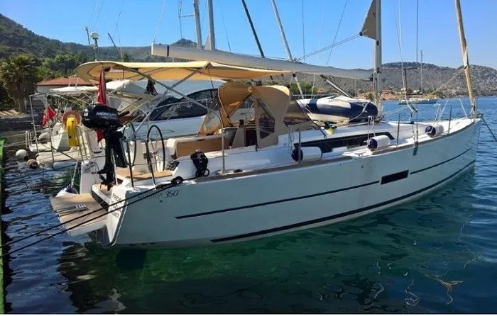 Exterior view of Friday, a Dufour 350 GL sailboat at Fethiye, Turkey