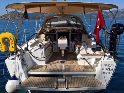 Cockpit of Friday, a Dufour 350 GL sailboat at Fethiye, Turkey
