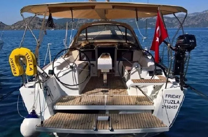 Cockpit of Friday, a Dufour 350 GL sailboat at Fethiye, Turkey