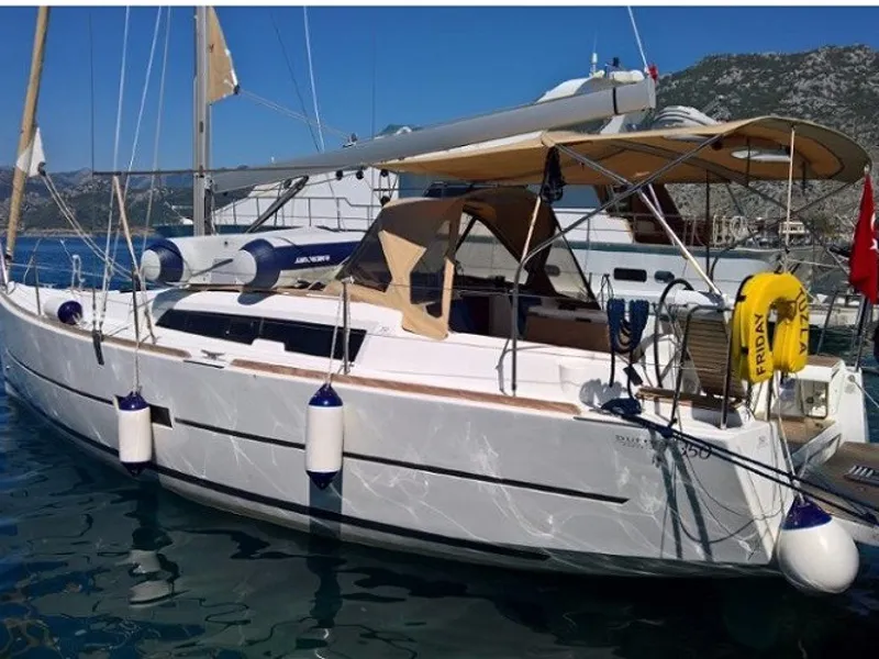 Exterior view of Friday, a Dufour 350 GL sailboat at Fethiye, Turkey