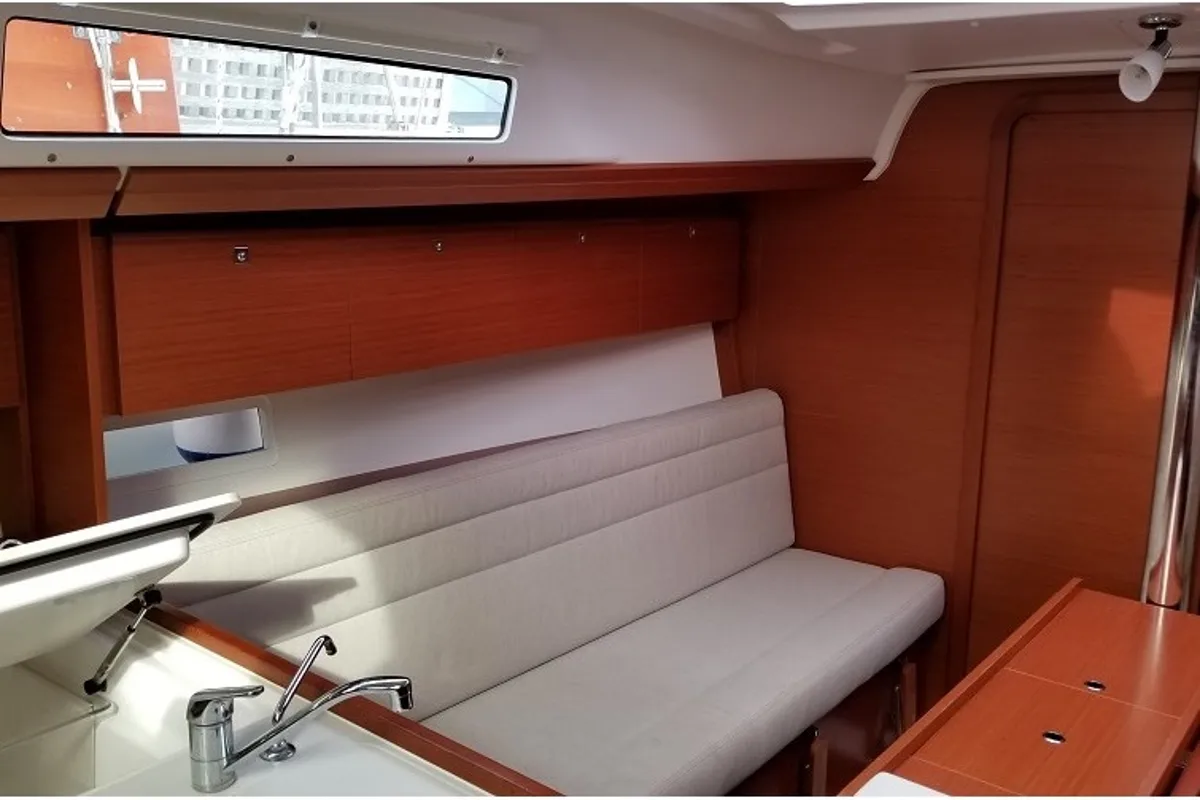Salon of Friday, a Dufour 350 GL sailboat at Fethiye, Turkey
