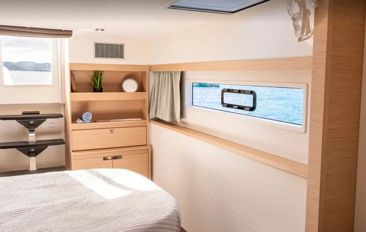 Cabin on MyWay, a Fountaine Pajot FP 51 catamaran at Cogolin, France