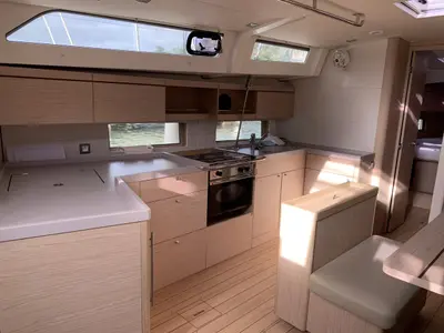 Galley of Maracuya, a Beneteau Oceanis 46.1 sailboat at Cala Egos, Spain