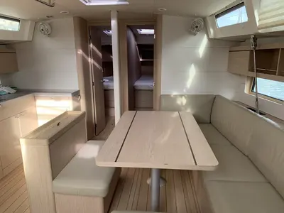 Salon of Maracuya, a Beneteau Oceanis 46.1 sailboat at Cala Egos, Spain