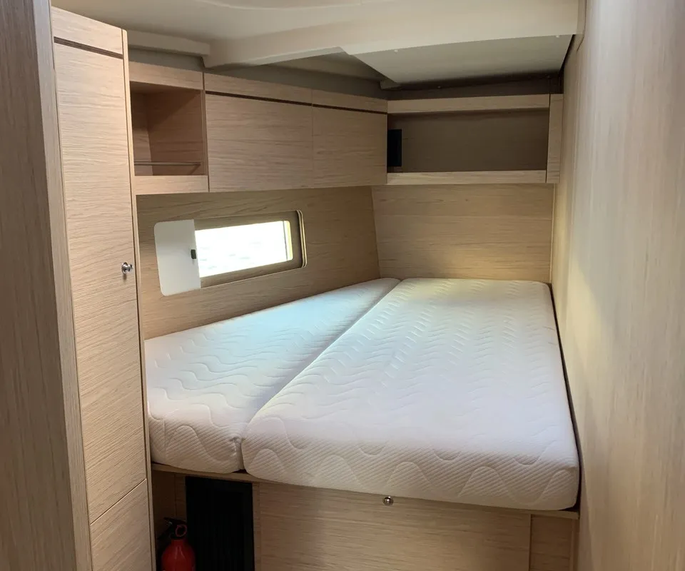 Cabin on Maracuya, a Beneteau Oceanis 46.1 sailboat at Cala Egos, Spain