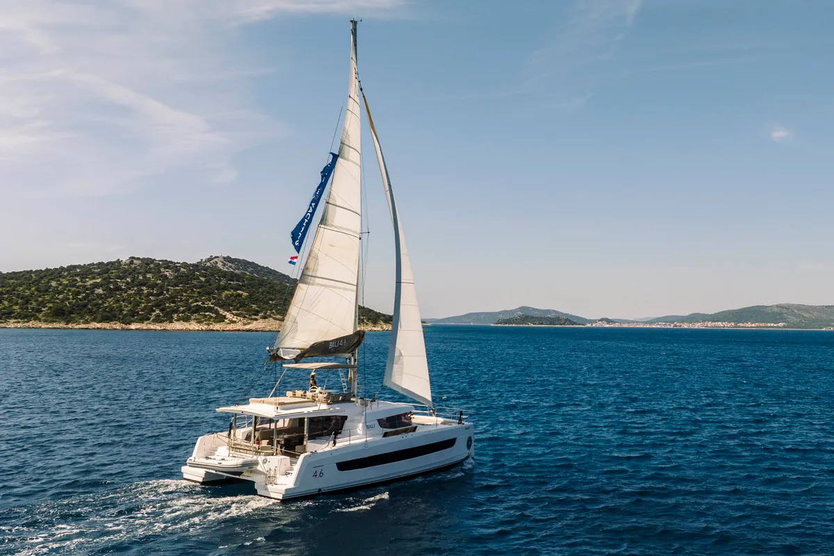 Galley of Optimus, a Bali 4.6 catamaran at Šibenik, Croatia