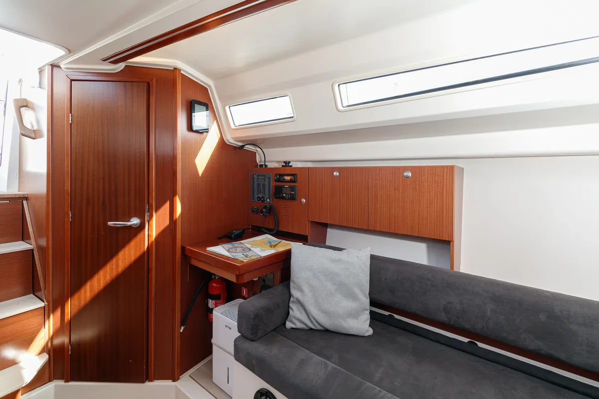 Salon of Nautilus, a Hanse 315 sailboat at Baiona, Spain