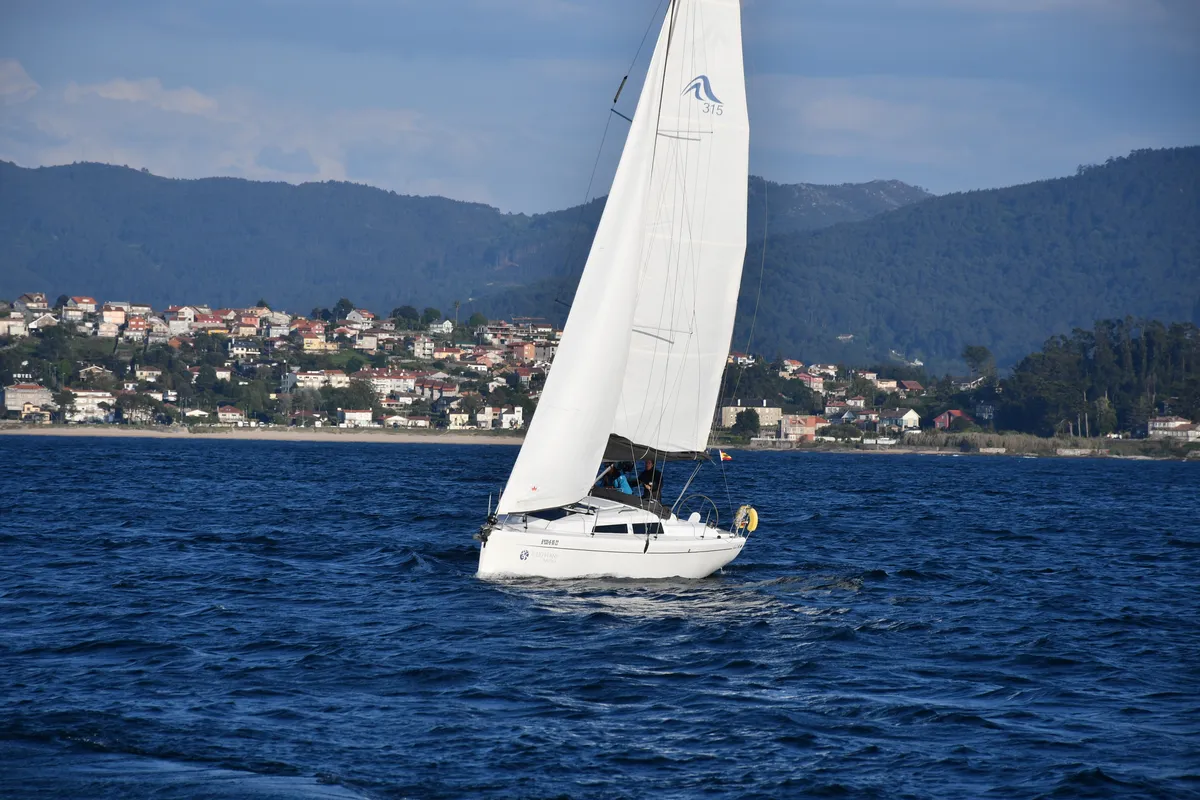 Exterior view of Nautilus, a Hanse 315 sailboat at Baiona, Spain