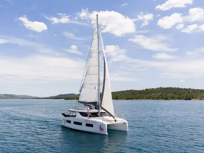 Deck of Ankolina, a Aventura 37 catamaran at Pirovac, Croatia