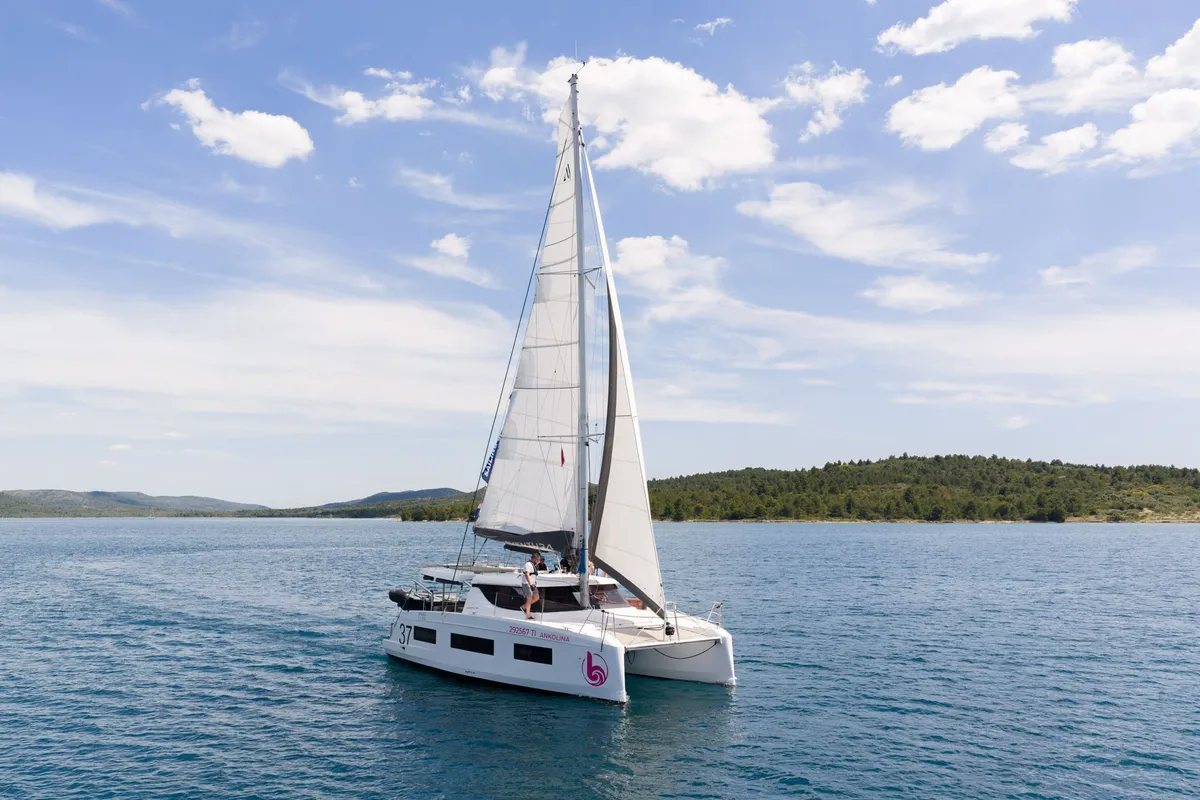 Deck of Ankolina, a Aventura 37 catamaran at Pirovac, Croatia