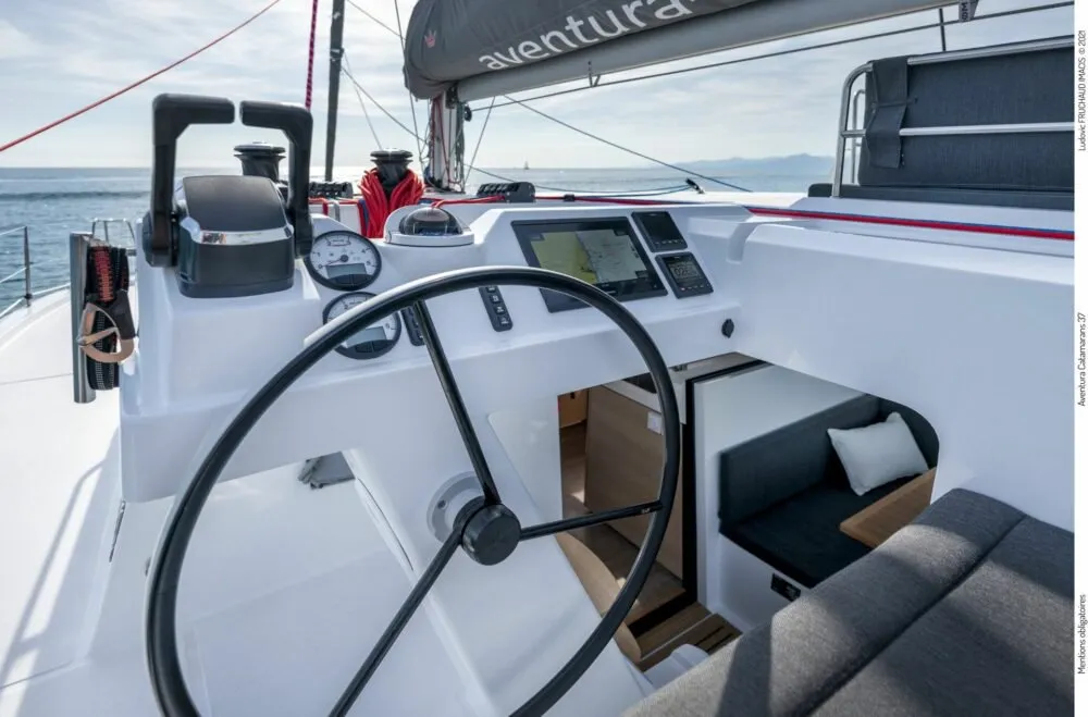 Cockpit of Ankolina, a Aventura 37 catamaran at Pirovac, Croatia
