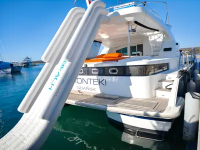 Deck of Monteki, a Lagoon Power 44 catamaran at Općina Funtana, Croatia