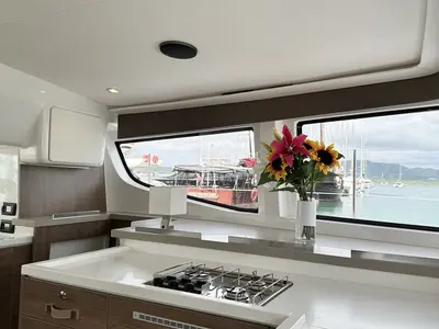 Galley of Belle Isle, a Bali 4.4 catamaran at Mai Khao, Thailand