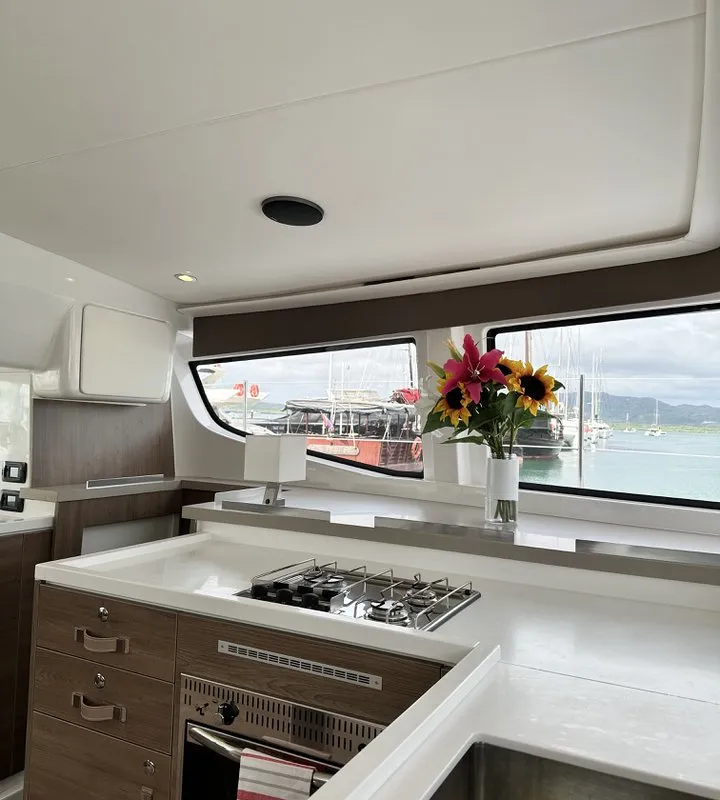 Galley of Belle Isle, a Bali 4.4 catamaran at Mai Khao, Thailand